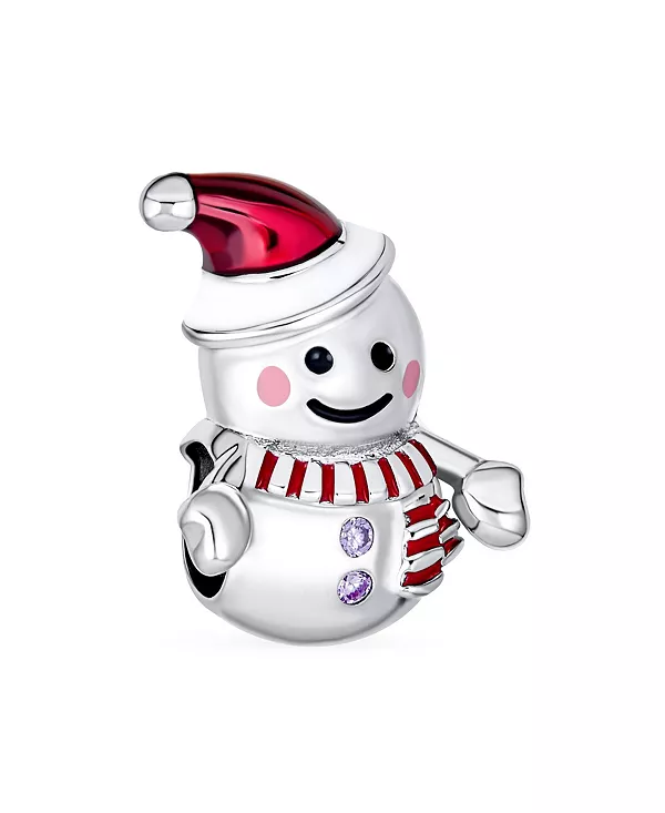 

Рождественская подвеска-бусина в виде красной шапки Санты и снеговика для браслета из стерлингового серебра Bling Jewelry, silver