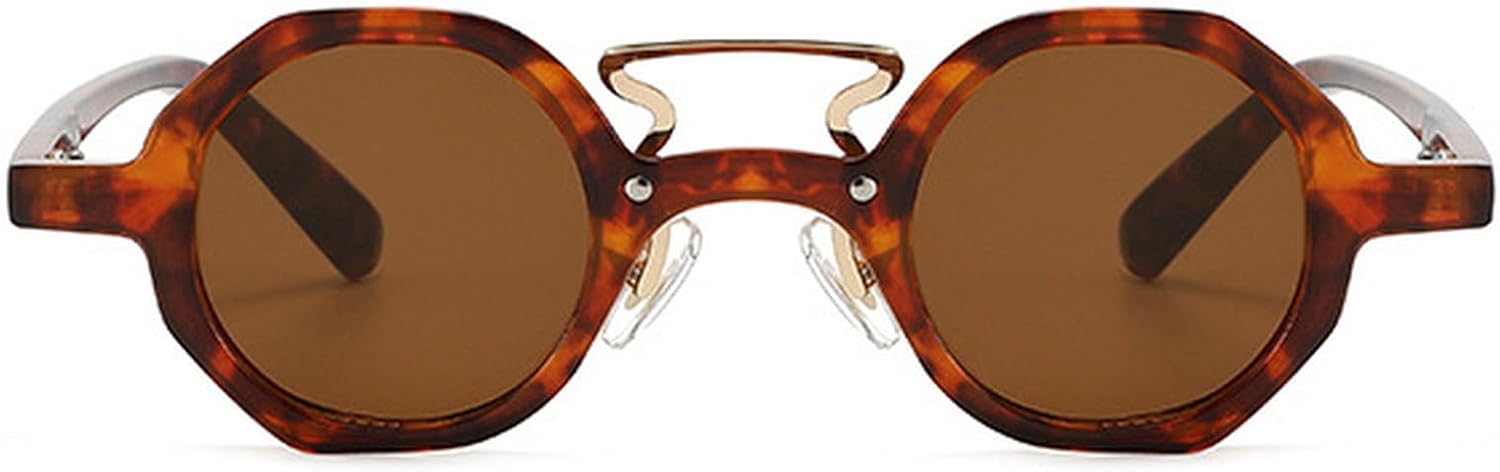 

Ретро маленькие круглые солнцезащитные очки для женщин и мужчин, модные панк-очки, женские очки с двойной перемычкой, защита от УФ-излучения UV400 mincl, Leopard Brown