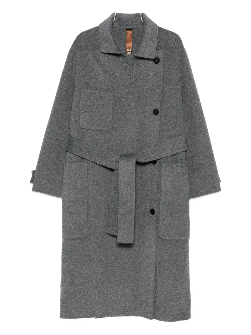 

Пальто с поясом и накладными карманами Glox, серый