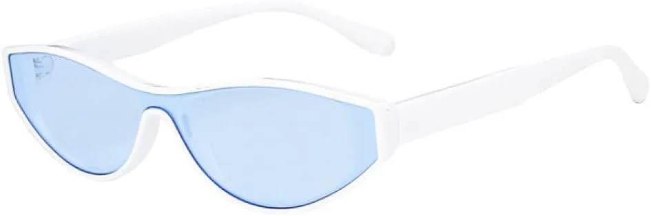 

Модные маленькие цельные солнцезащитные очки для женщин в винтажном стиле «кошачий глаз», уникальные панк-очки с защитой от УФ-излучения UV400 generic, White-nlue