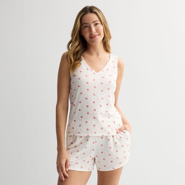 

Женская ажурная майка для сна Sonoma Goods For Life, цвет ivory floral