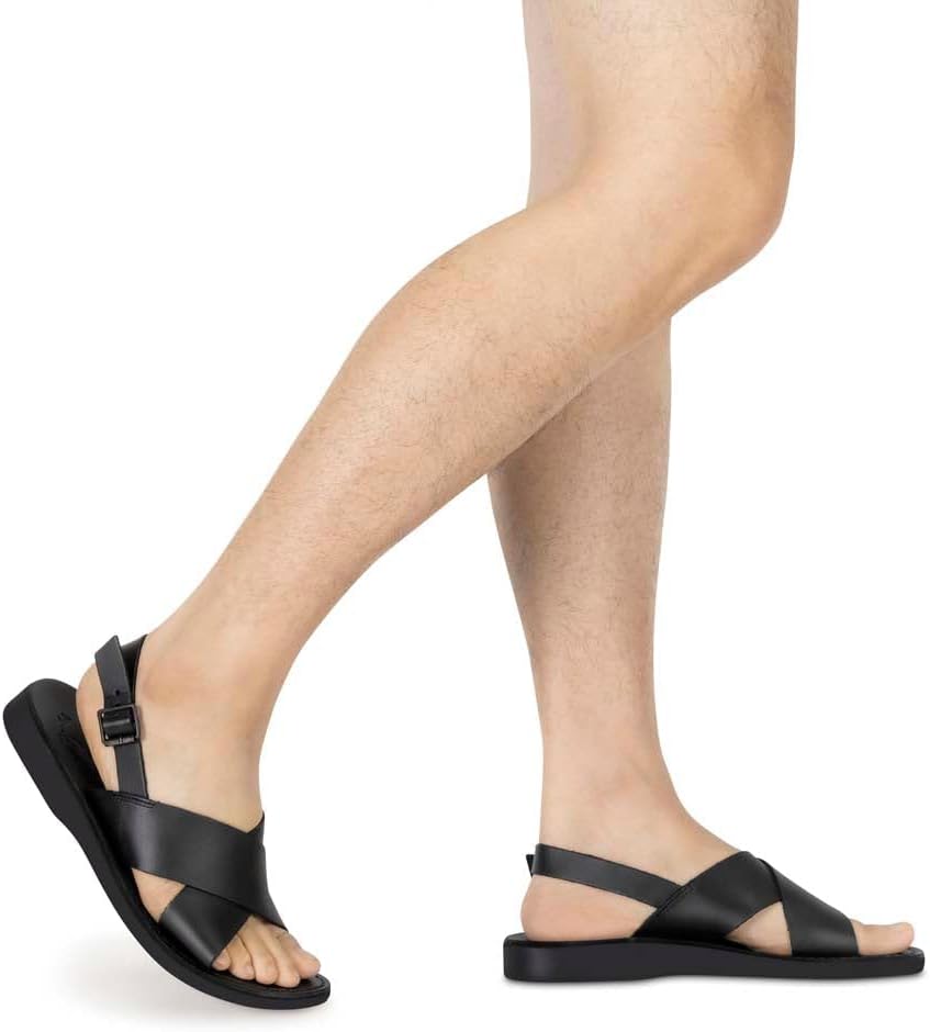 Сандалии Elan Buckle с толстым кожаным ремешком, мужские Jerusalem Sandals, черный — фото 2