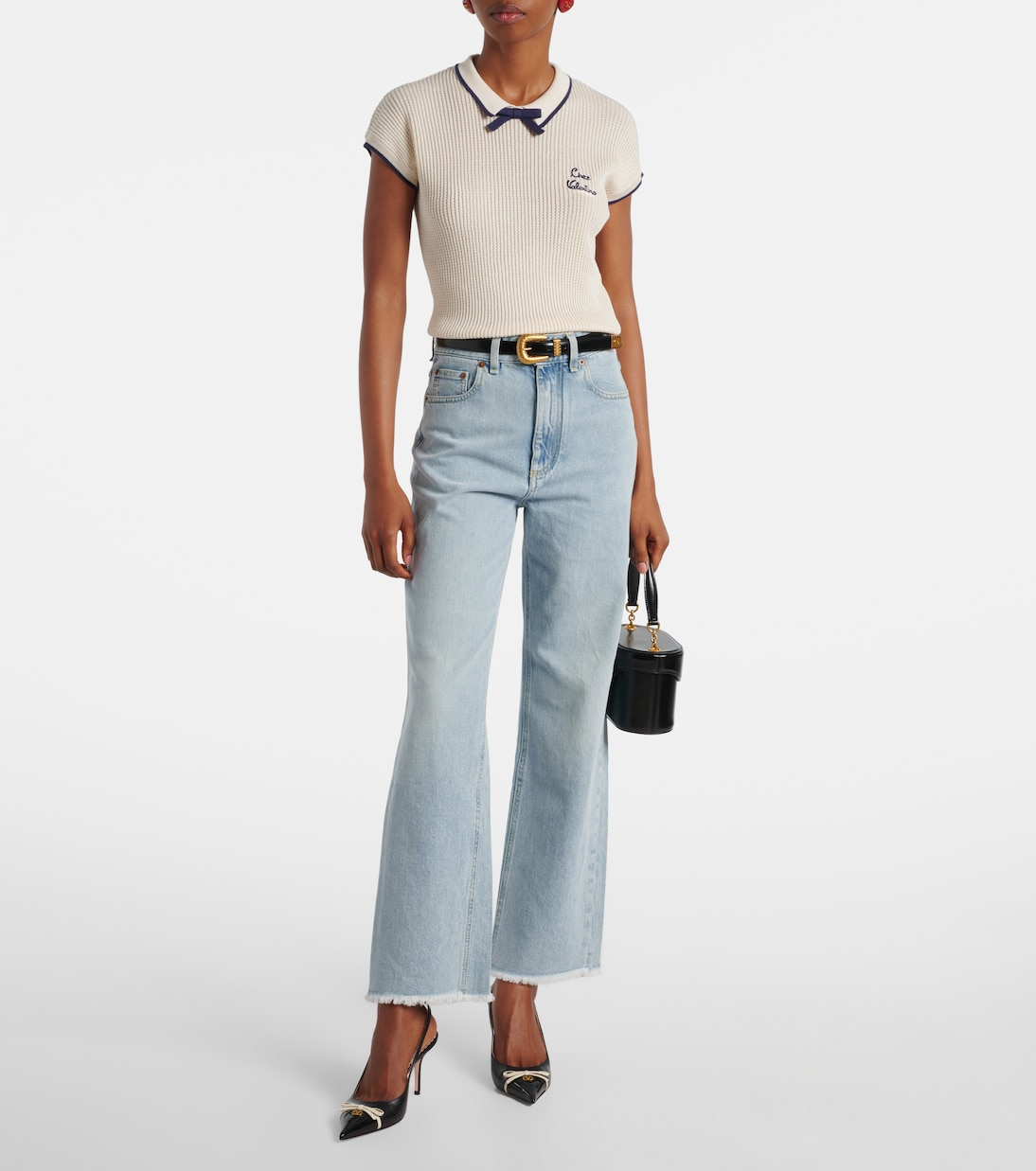 Джинсы с расклешенными штанинами средней посадки Valentino, Denim Blu Lav Chiaro — фото 2