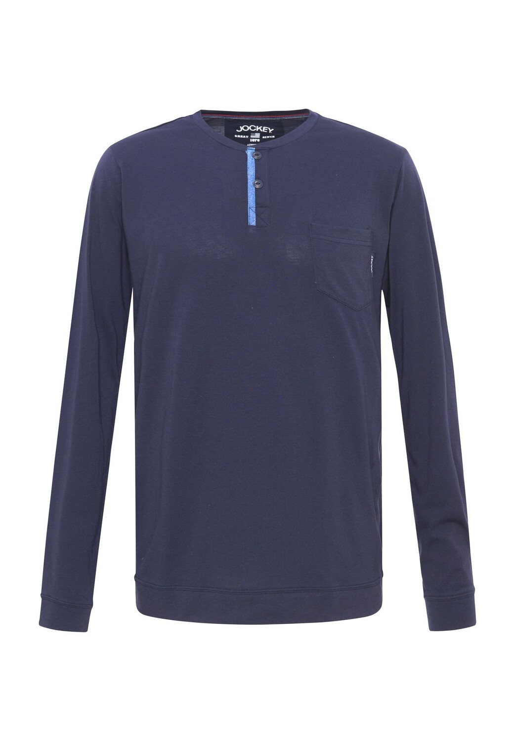

Рубашка для сна, воротник Henley, однотонная, мужская JOCKEY, темно-синий