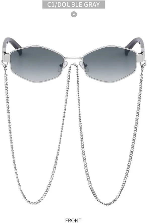 

Корейские солнцезащитные очки в оправе с нерегулярной цепочкой — ретро-тренд 2000 года, защита от УФ-излучения UV400, незаменимый модный аксессуар DHJKLUJO, 5