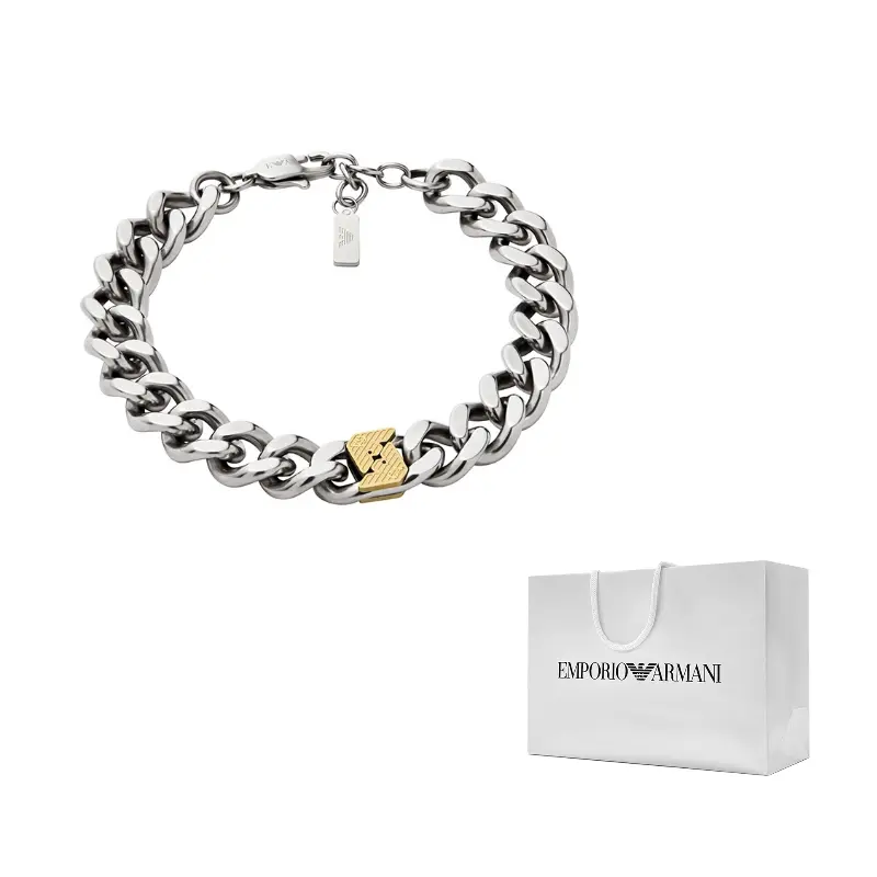 

Серебряный браслет из нержавеющей стали для мужчин EMPORIO ARMANI, серебряный