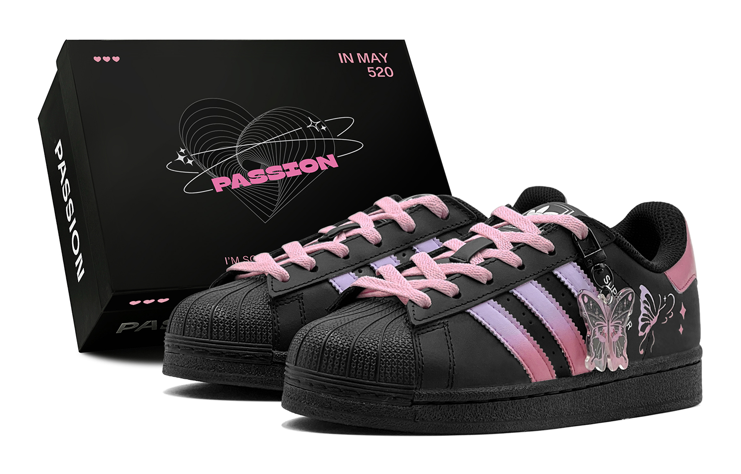 

Superstar 2 Romantic Treatment, Butterfly, Минималистичный стиль, Свежий, Модный и универсальный, Низкие кроссовки для пары Adidas Originals, peach