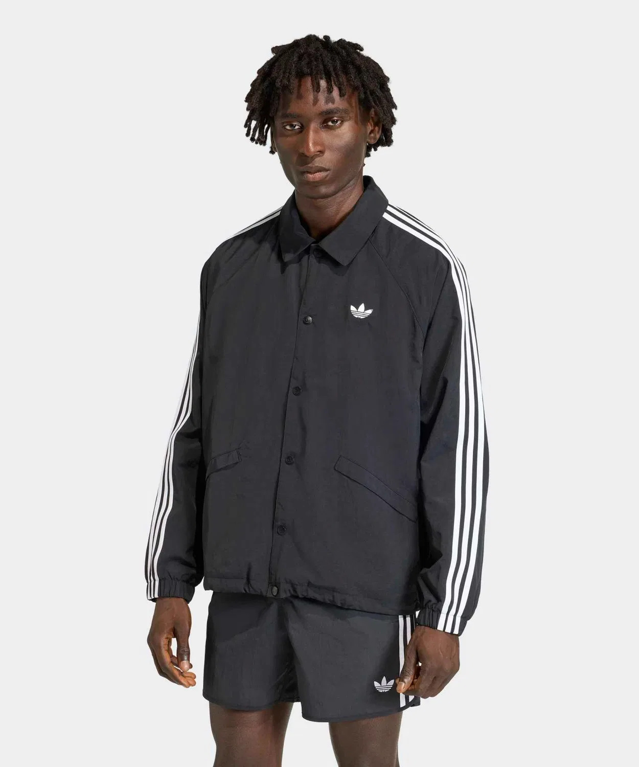 Куртка-тренч adidas Originals с тремя полосками, чёрная