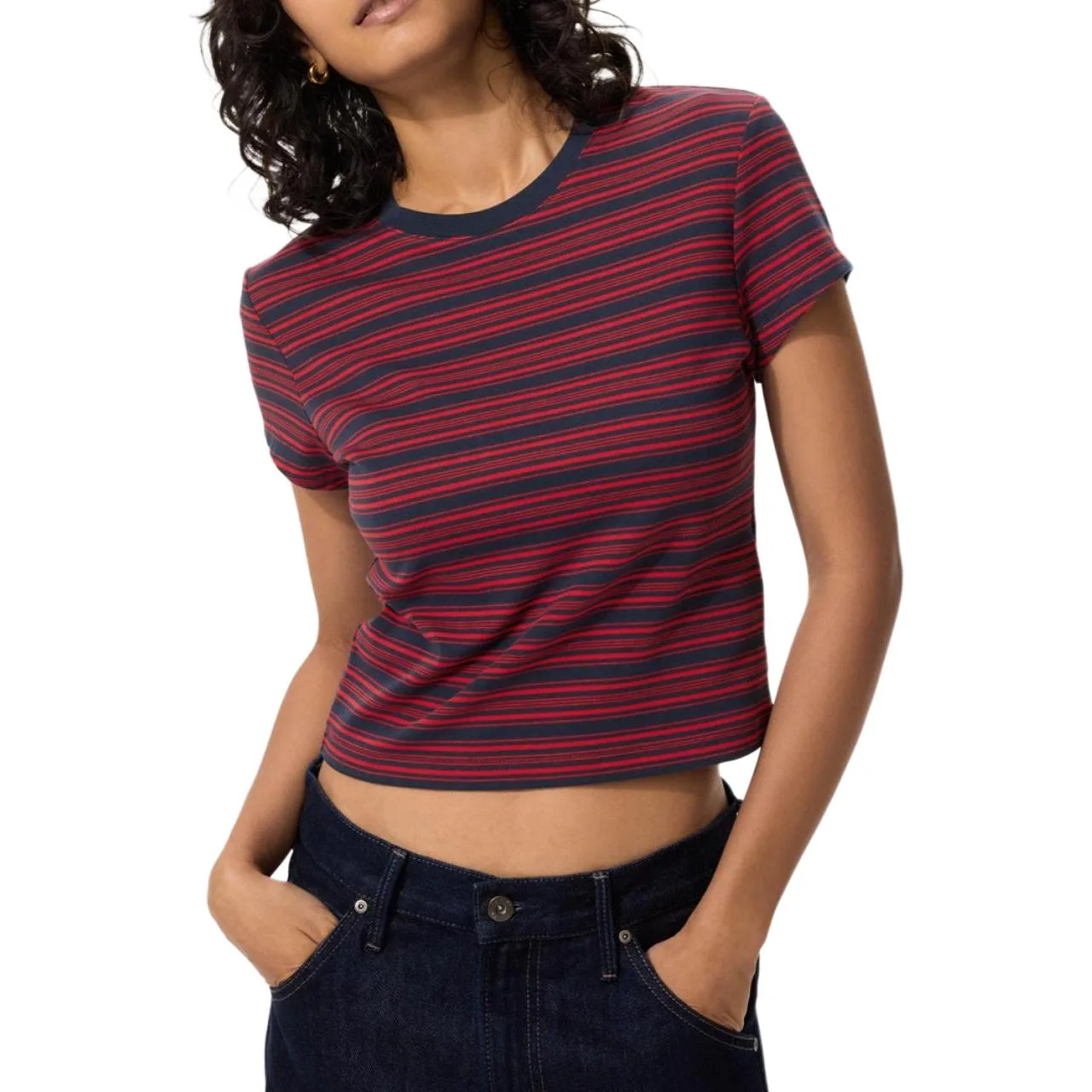 UNIQLO Футболка женская бордовая с круглым вырезом