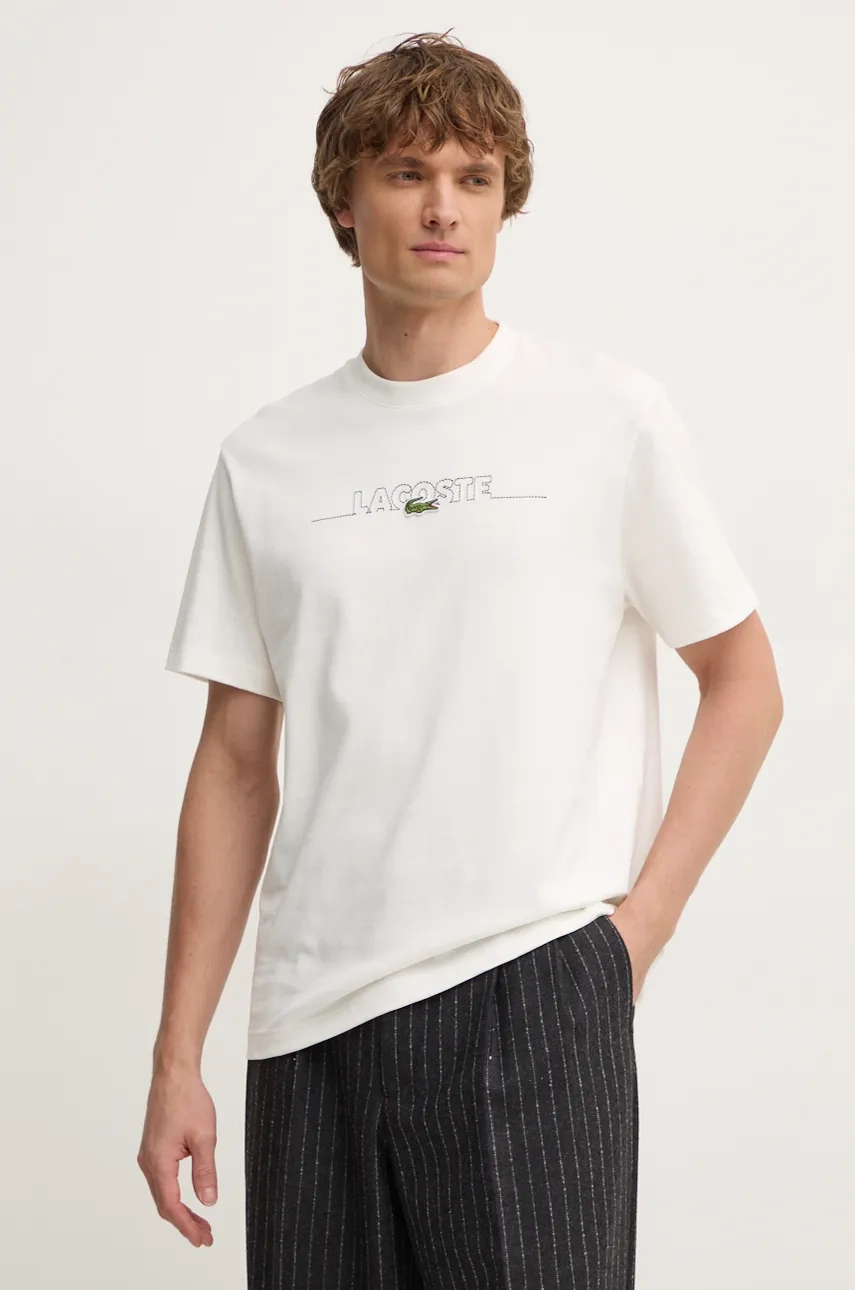 

Хлопковая футболка Lacoste, бежевый