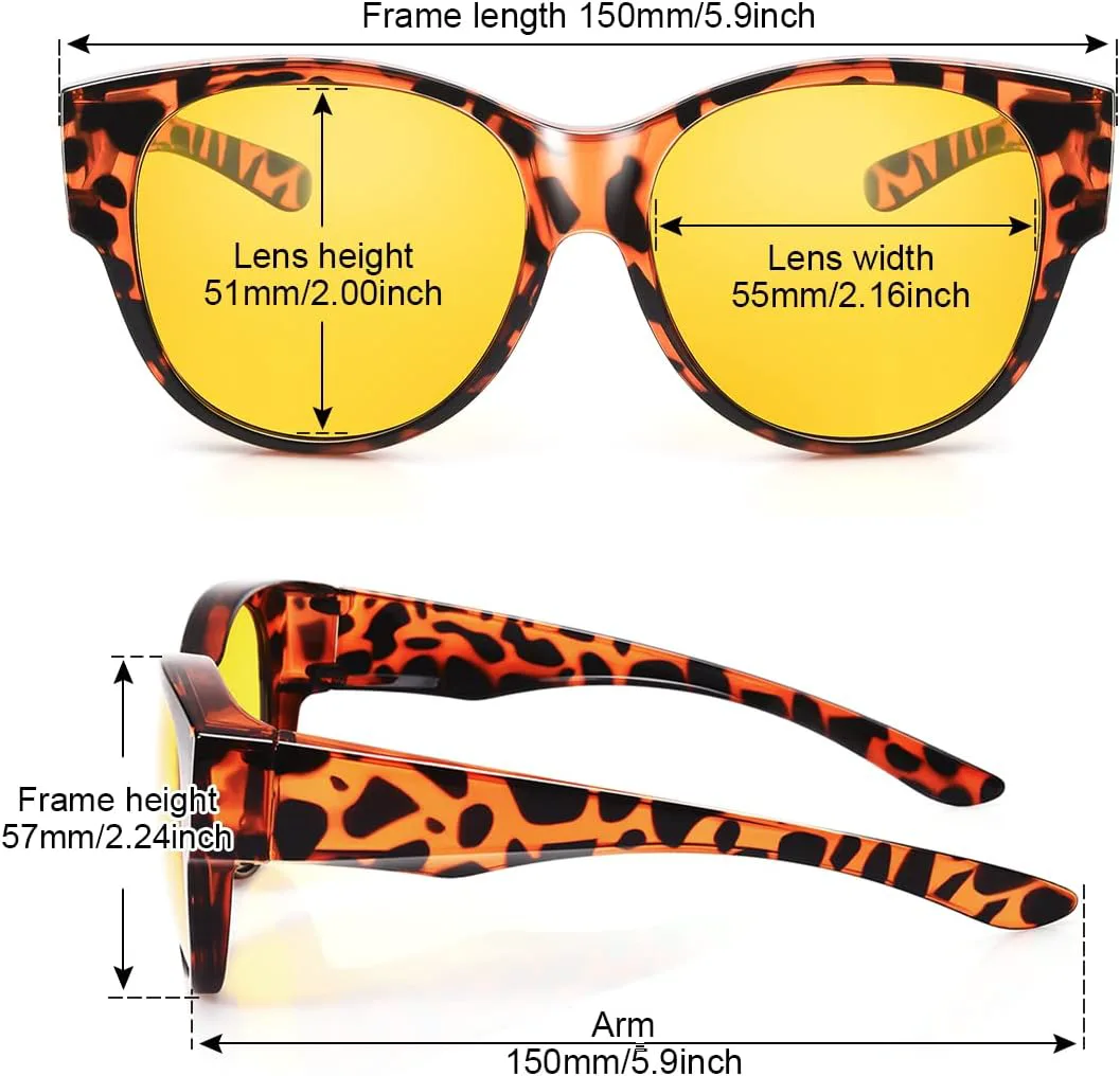 

Br'Guras — поляризованные очки увеличенного размера, надеваемые поверх солнцезащитных очков, подходят для мужчин и женщин, S13-amber Leopard-night Vision