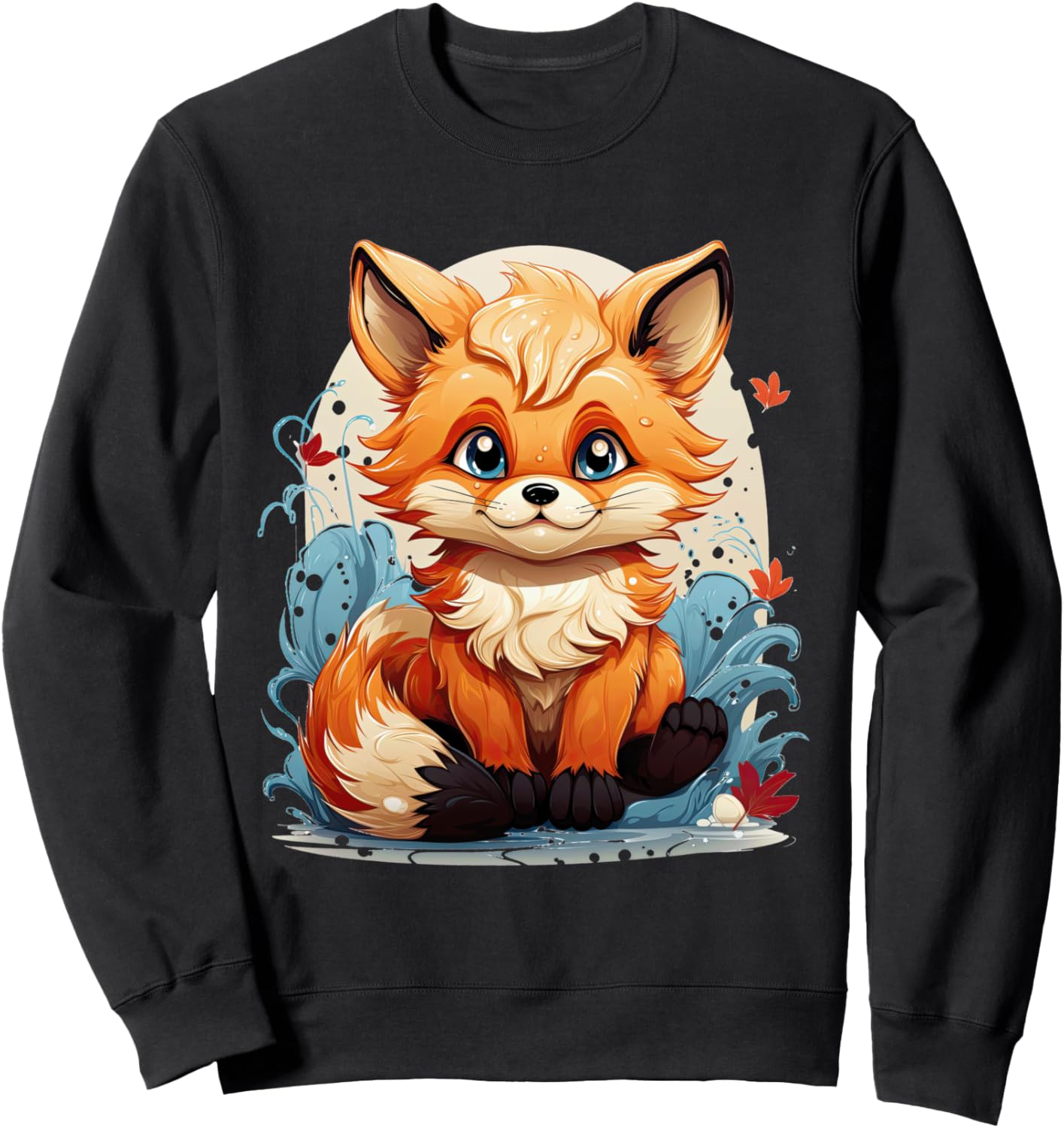 

Милая лисичка, японское аниме, каваи, отаку, большие глаза, толстовка Japanese Cute Animal Design, черный