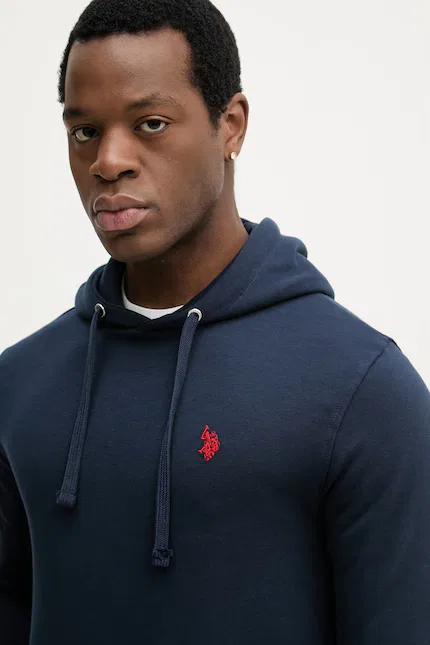 Худи мужское с капюшоном DHM LB U.S. Polo Assn., синий — фото 4
