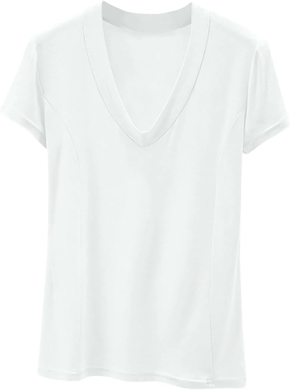 Женская футболка с V-образным вырезом, короткий рукав, Polyester, White