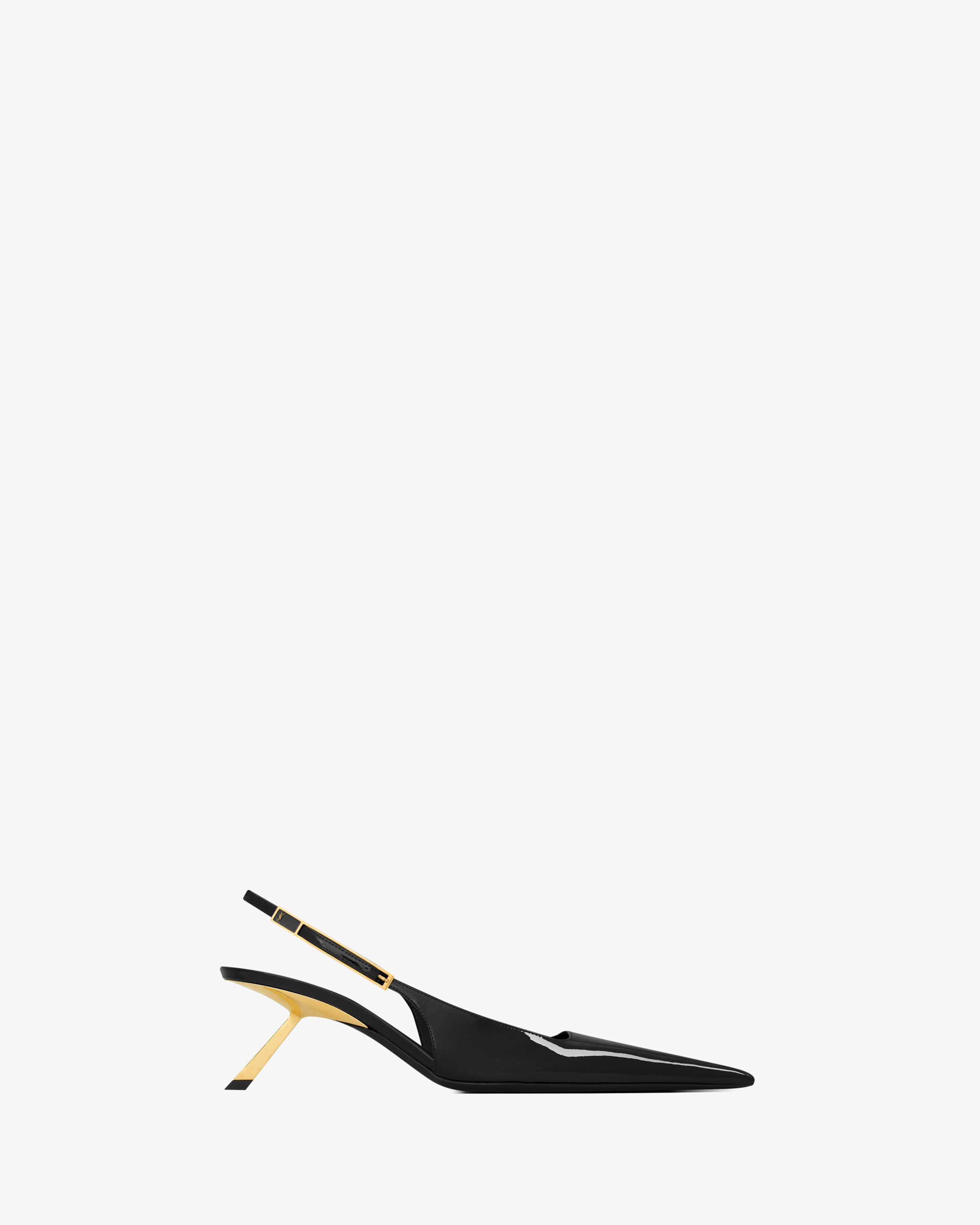 Туфли-лодочки LEE с ремешком на пятке из лакированной кожи Saint Laurent, черный
