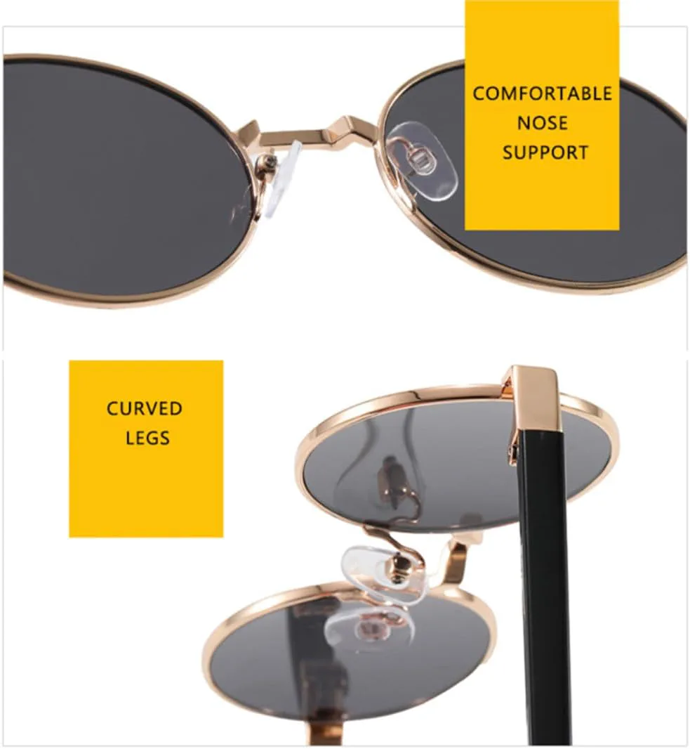 

Винтажные маленькие металлические овальные женские солнцезащитные очки, модные прозрачные градиентные очки UV400, мужские в стиле панк UATXTAU, Silver Black Gray