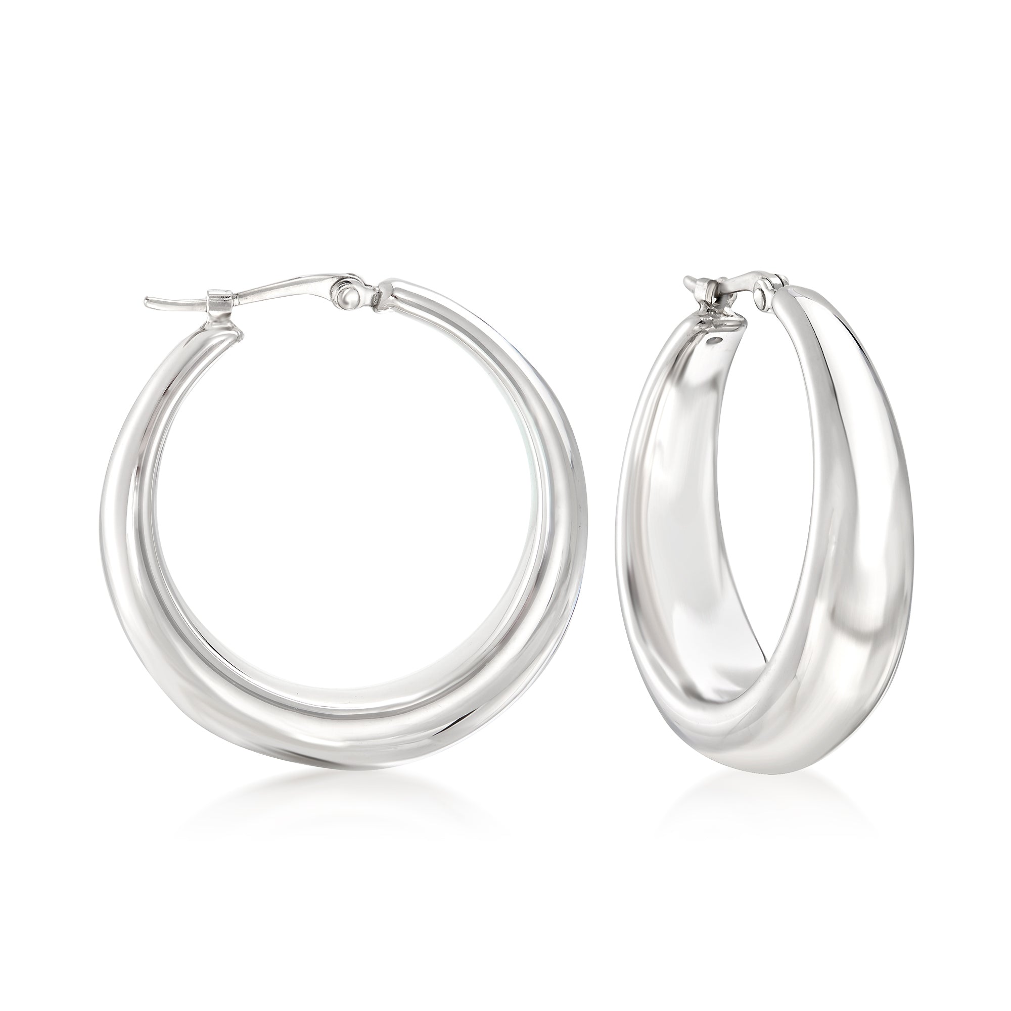 

Серьги-кольца Ross-Simons из стерлингового серебра с градуированными размерами Ross-Simons, белый