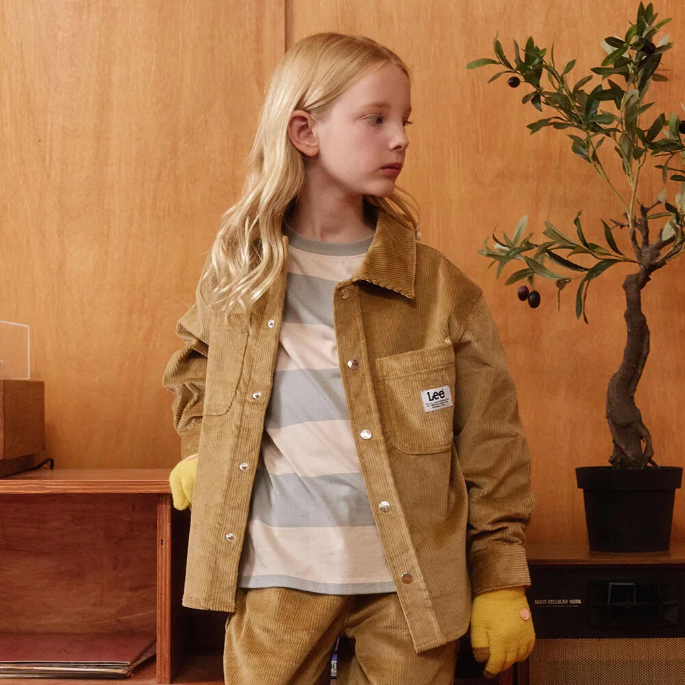 Детская вельветовая рубашка в рабочем стиле бежевая от Lee Kids