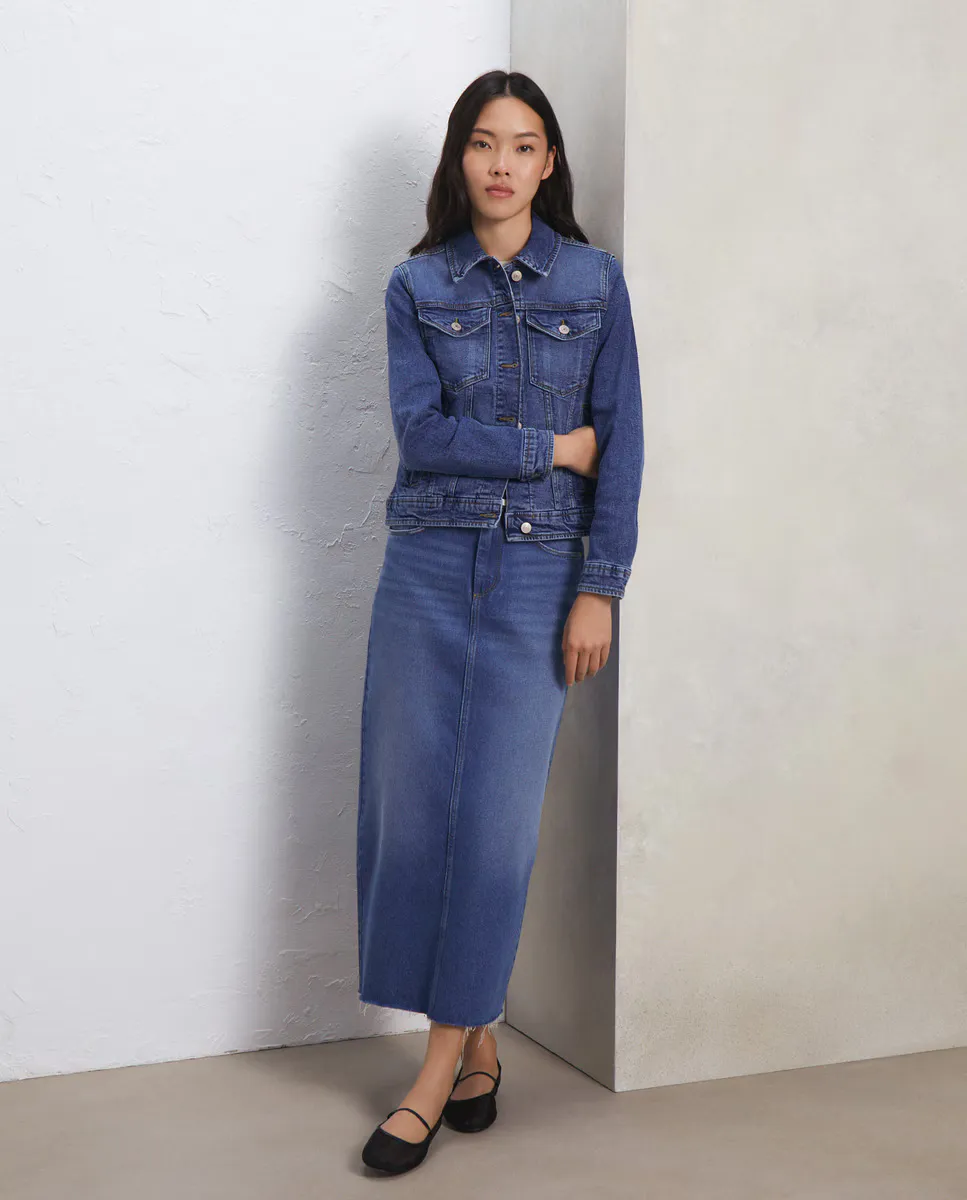 

Длинная джинсовая юбка с вырезом сзади Easy Wear, цвет Azul Índigo