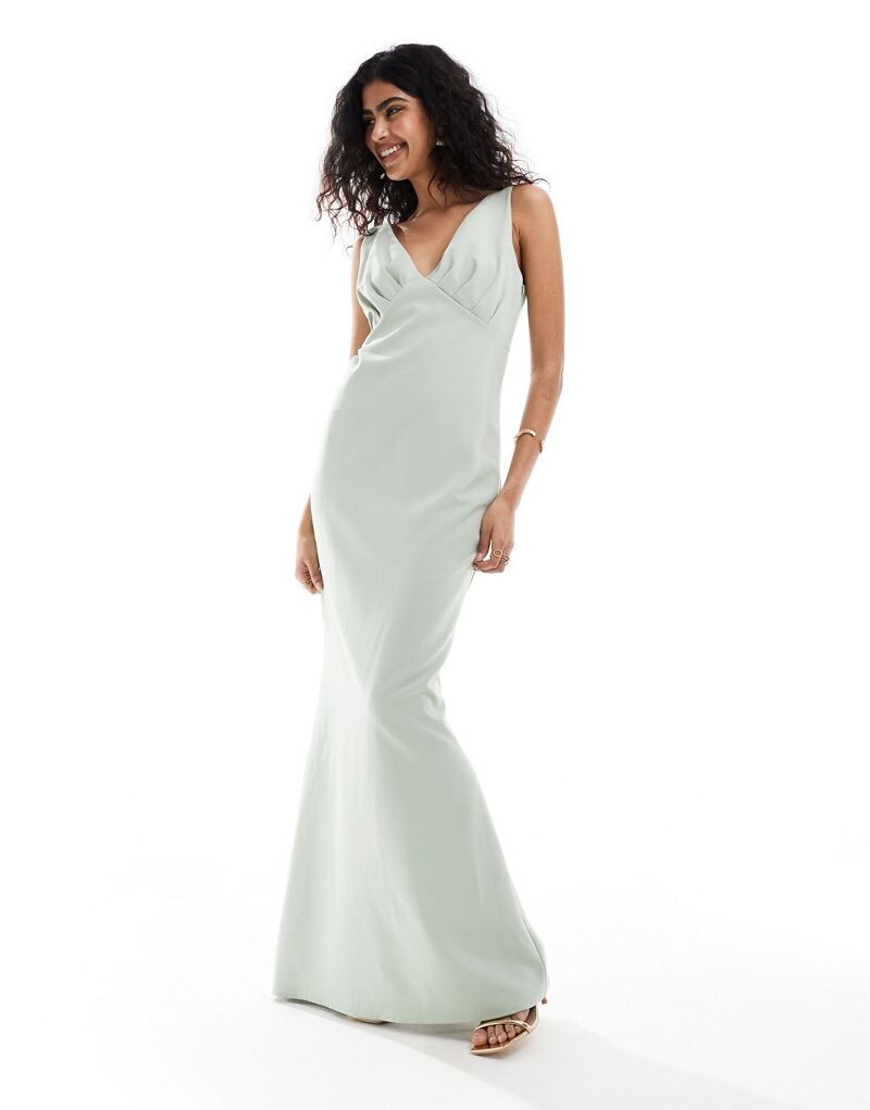 

Pretty Lavish Bridesmaid – платье макси из крепа Sage