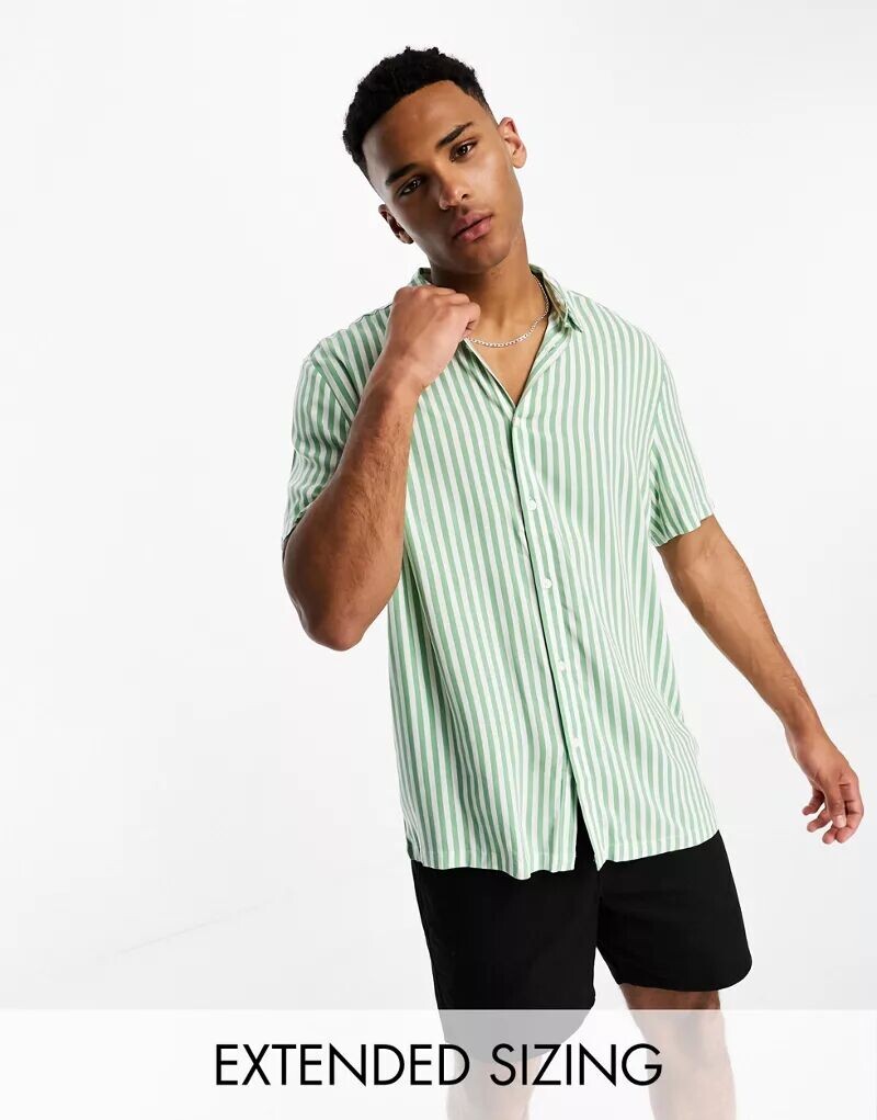 

Зеленая свободная рубашка в полоску ASOS