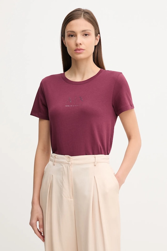 

Хлопковая футболка Armani Exchange, бордовый