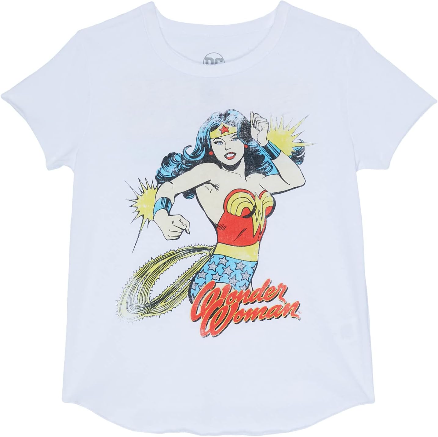 

Рубашка Chaser Kids Wonder Woman Retro Short Sleeve Shirttail Crew Neck, белый