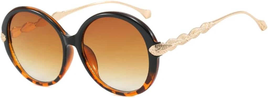 

Солнцезащитные очки с защитой UV400 | Крупная круглая металлическая оправа | для женщин и мужчин, для занятий спортом на открытом воздухе и вождения DSVIGF, Leopard Brown