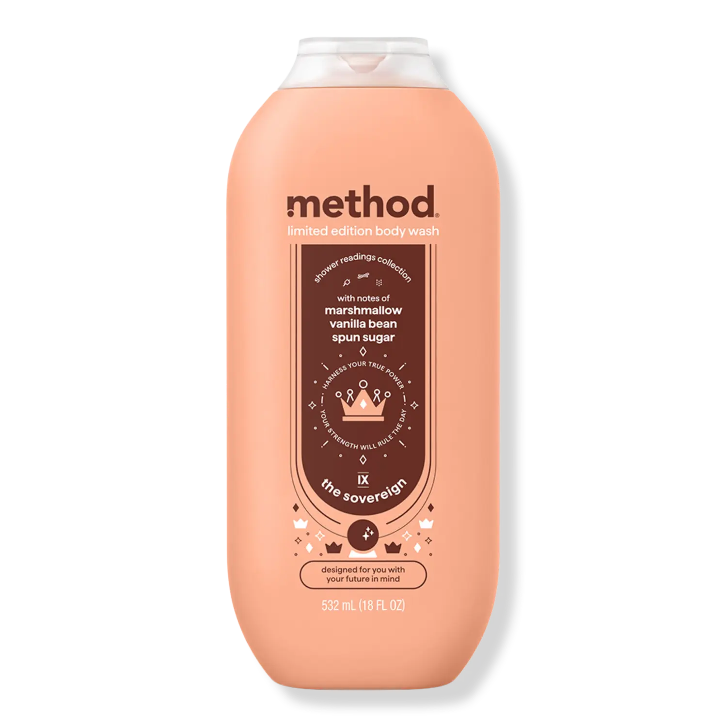 

Гель для душа Shower Readings из лимитированной коллекции method, The Sovereign (marshmallow, vanilla bean, spun sugar)