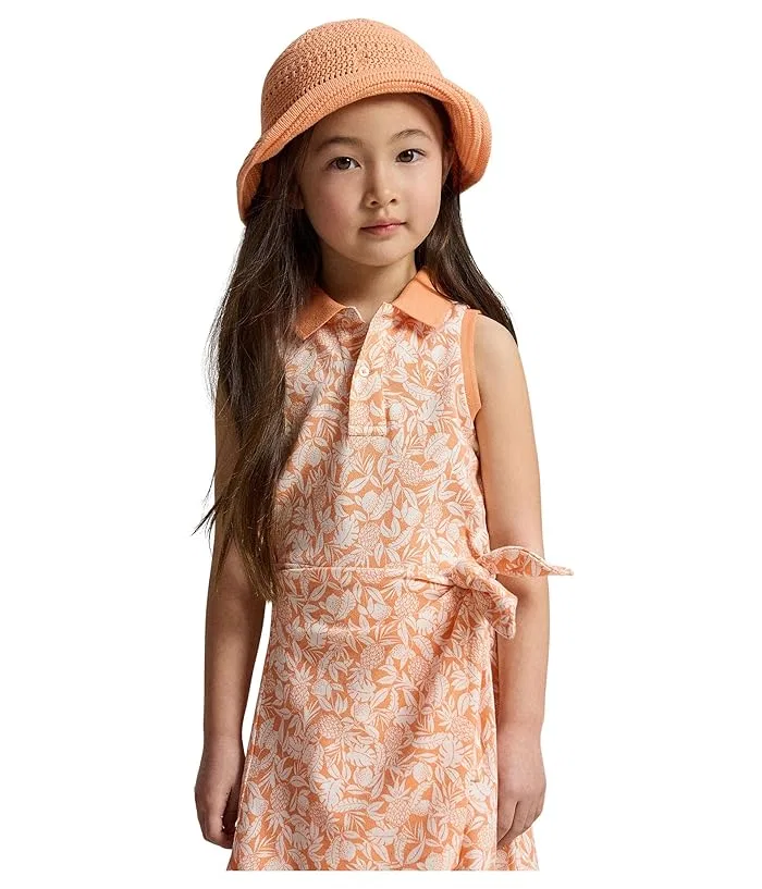 Платье поло с запахом ананас Pineapple Faux-wrap Mesh Polo Dress Polo Ralph Lauren Kids, Cassidy Blue — фото 4