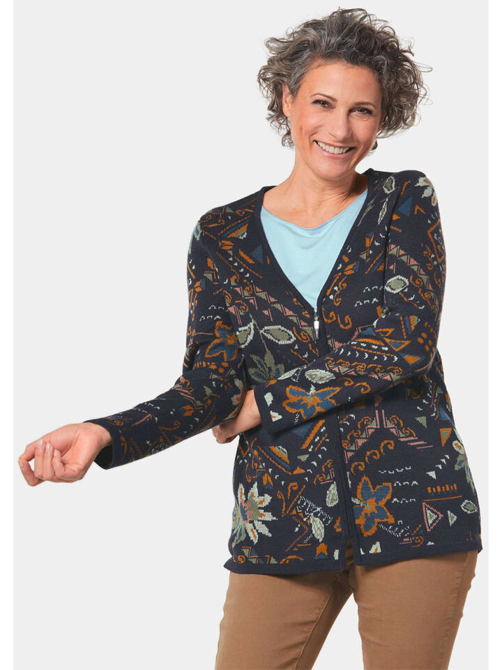 

Кардиган GOLDNER Jacke, цвет dunkelblau/gemustert