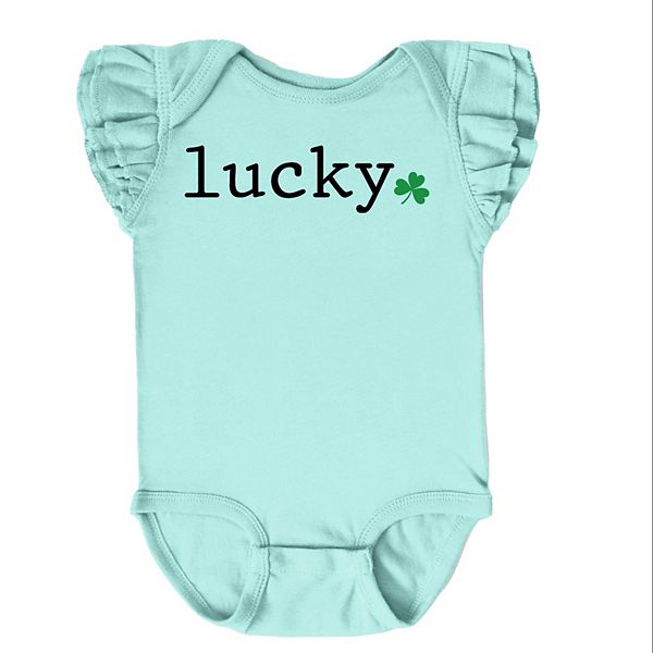 

Боди Lucky typewriter clover с рукавами-фонариками The Juniper Shop, Seafoam