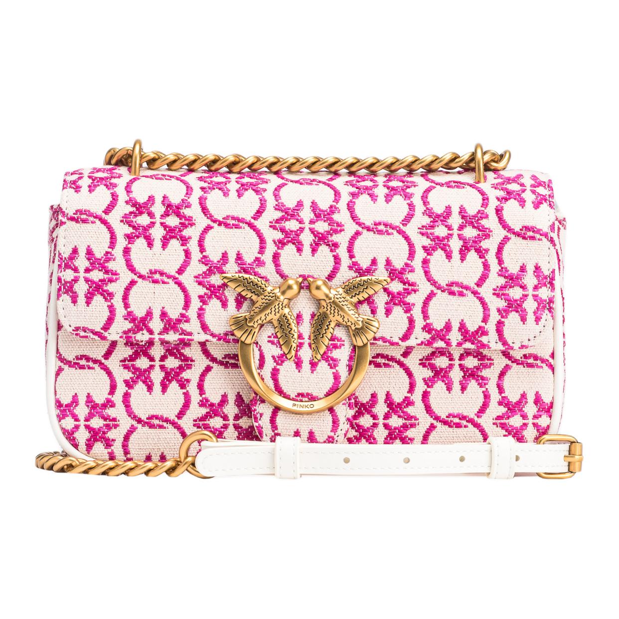 

PINKO Сумка Love Bag Cotton через плечо кроссбоди мини Women's _Nsec Pink & White
