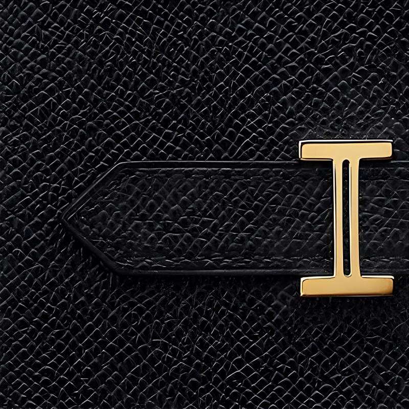 HERMES Кошелек Bearn Gold tone Lock Epsom Calfskin Long Wallet для женщин, черный — фото 3