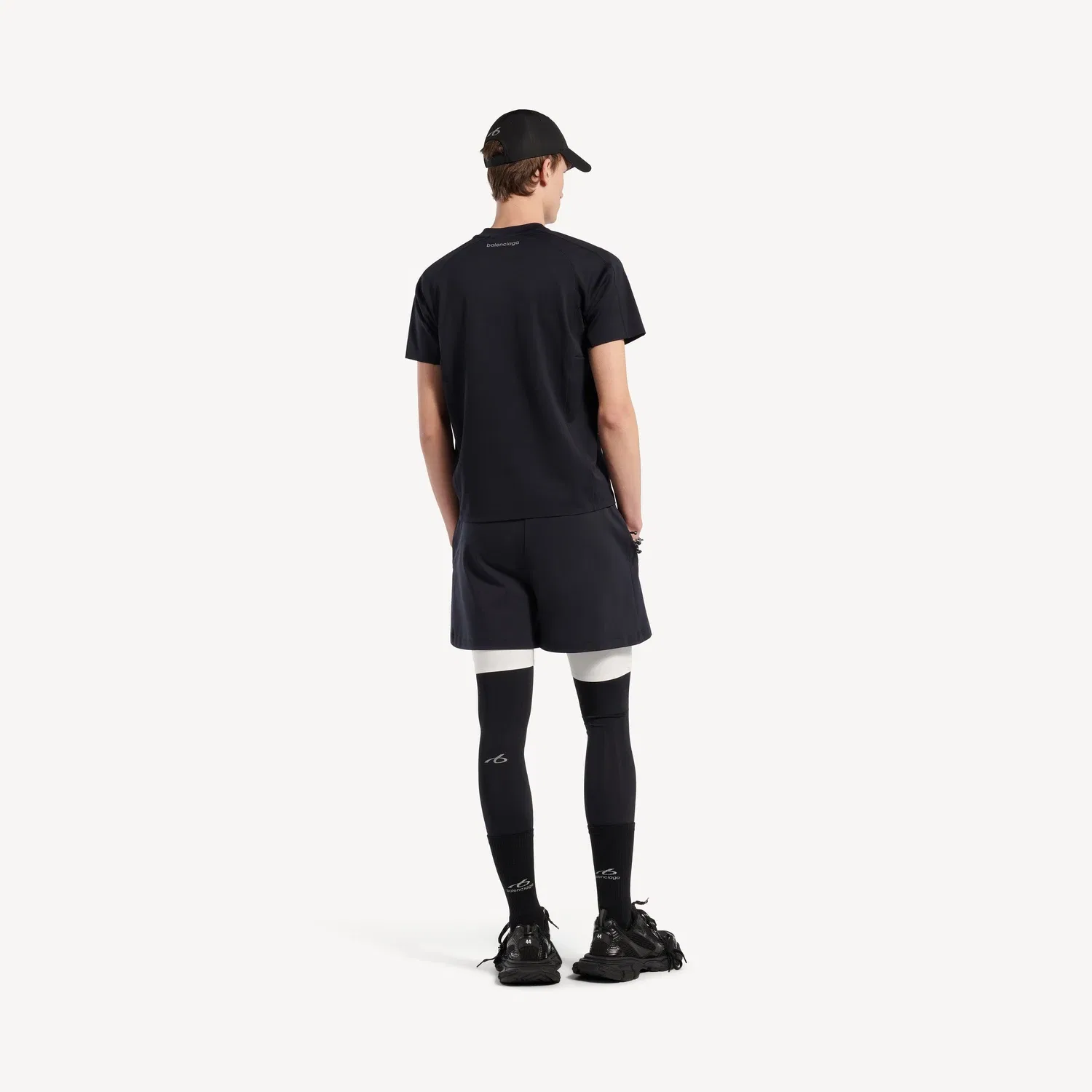 Мужская футболка с коротким рукавом в стиле техвер (techwear) от Balenciaga темно-синего/белого цвета — фото 4