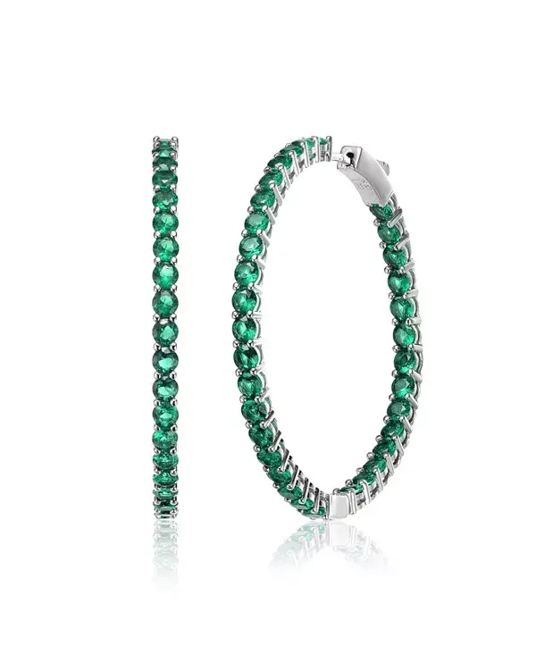 

Большие серьги-кольца с цветными кубическими цирконами Rachel Glauber, green