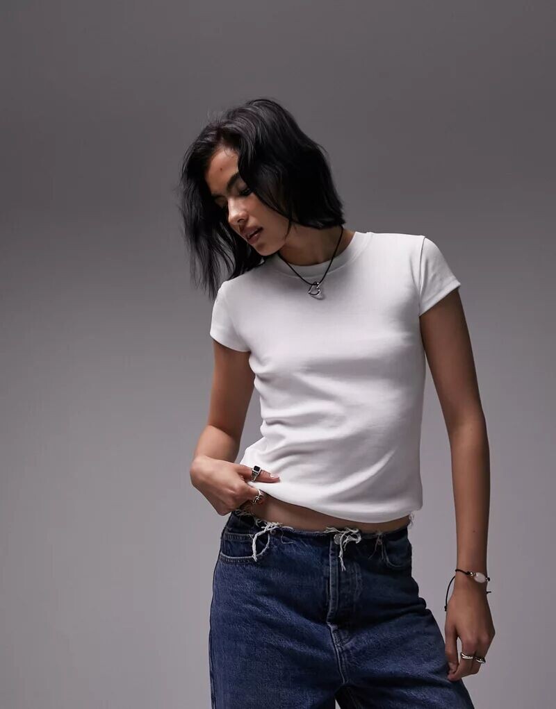 

Белая повседневная удлиненная футболка Topshop