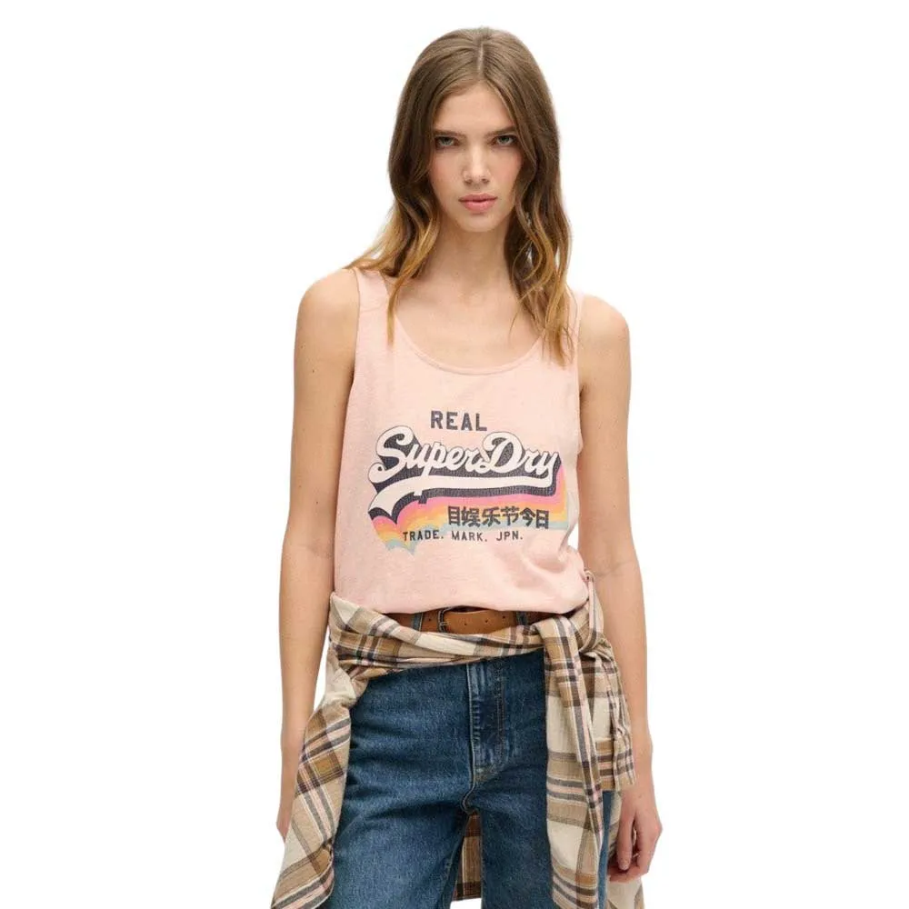 

Футболка без рукавов Superdry Vintage Logo, розовый