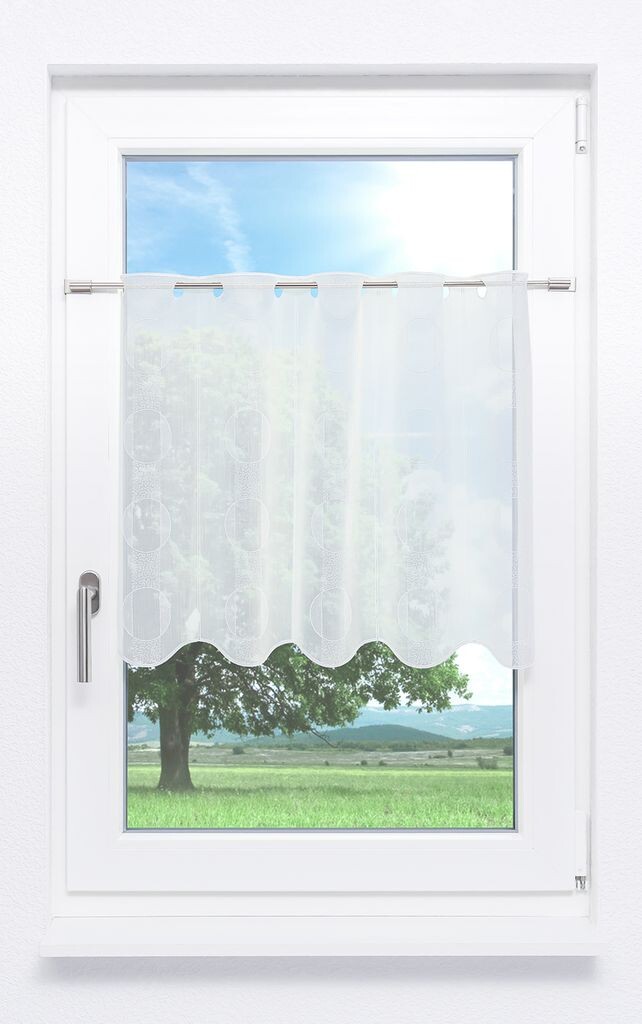 

Панельная штора Plauener Spitze - Zyla (Ш х В) 80см*55см белый/сырой белый