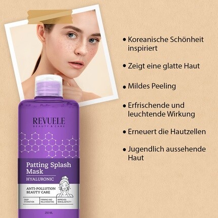 Маска для лица Revuele — Patting Splash Hyaluronic Acid Mask - защищает кожу от загрязнений и ежедневного стресса, 250 мл — фото 3