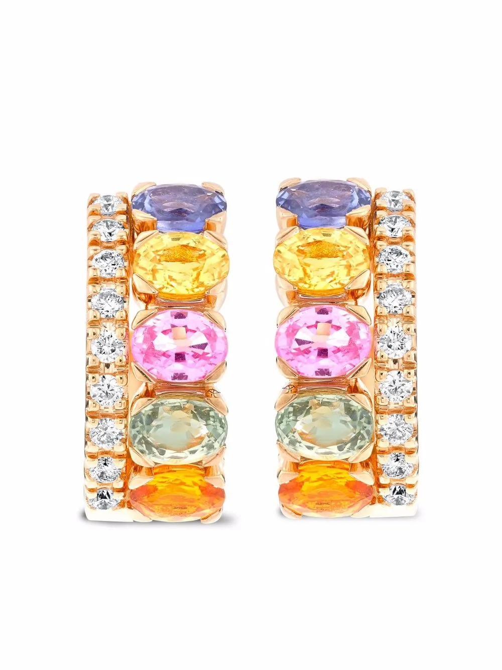 

Серьги-кольца Rainbow из розового золота с сапфирами и бриллиантами Pragnell, розовый