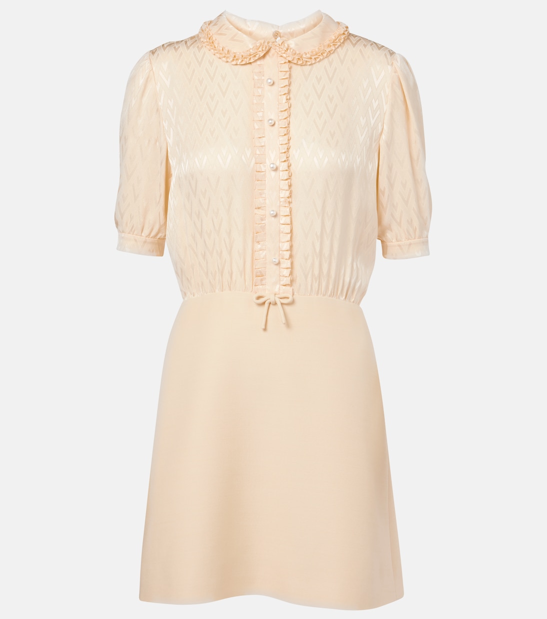 

Жаккардовое мини-платье Crepe Couture Toute La V Valentino, Betulla