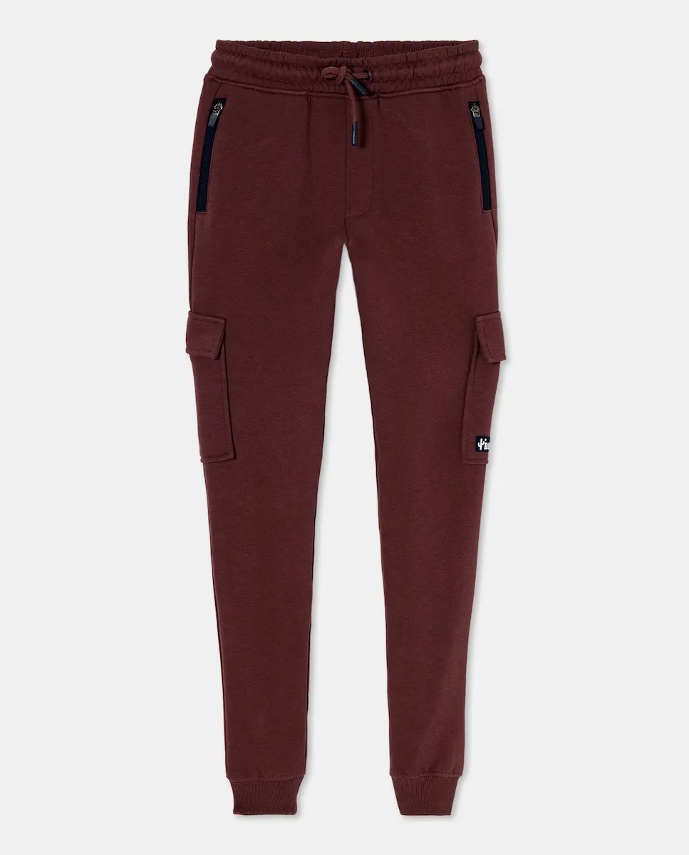 

Детские флисовые карго-штаны с гладкой поверхностью и молниями Kids El Corte Inglés, бордовый