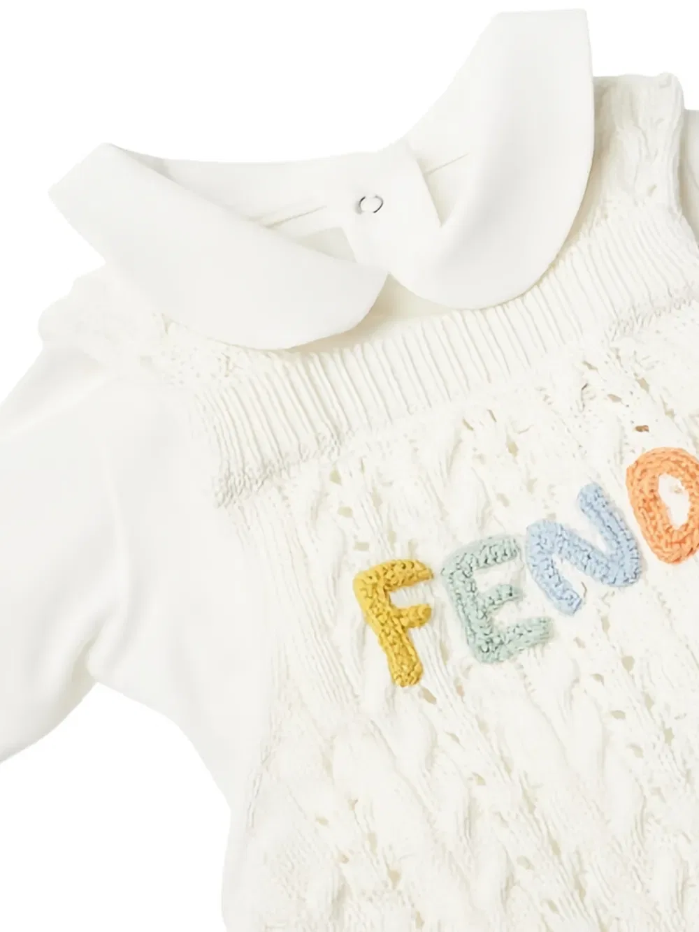 Комбинезон с вышитым логотипом Fendi Kids, нейтральный — фото 3