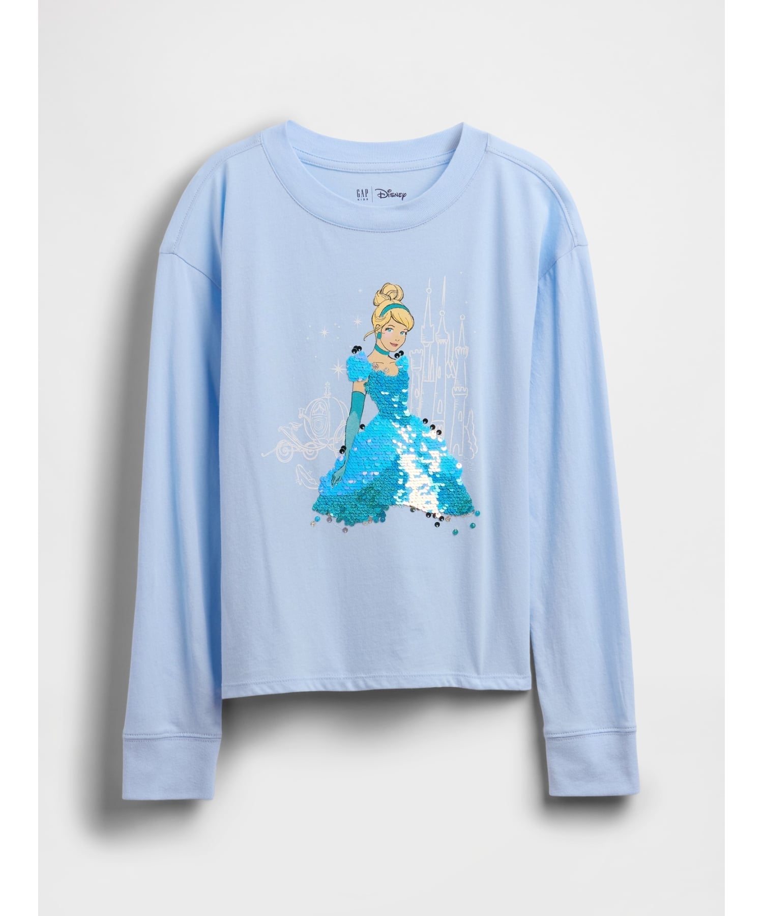 Футболка с графическим принтом и переплетом из пайеток (K)GapKids x Disney Oversized Flip-Piece GAP, CERULEAN_BLUE_402 — фото 3
