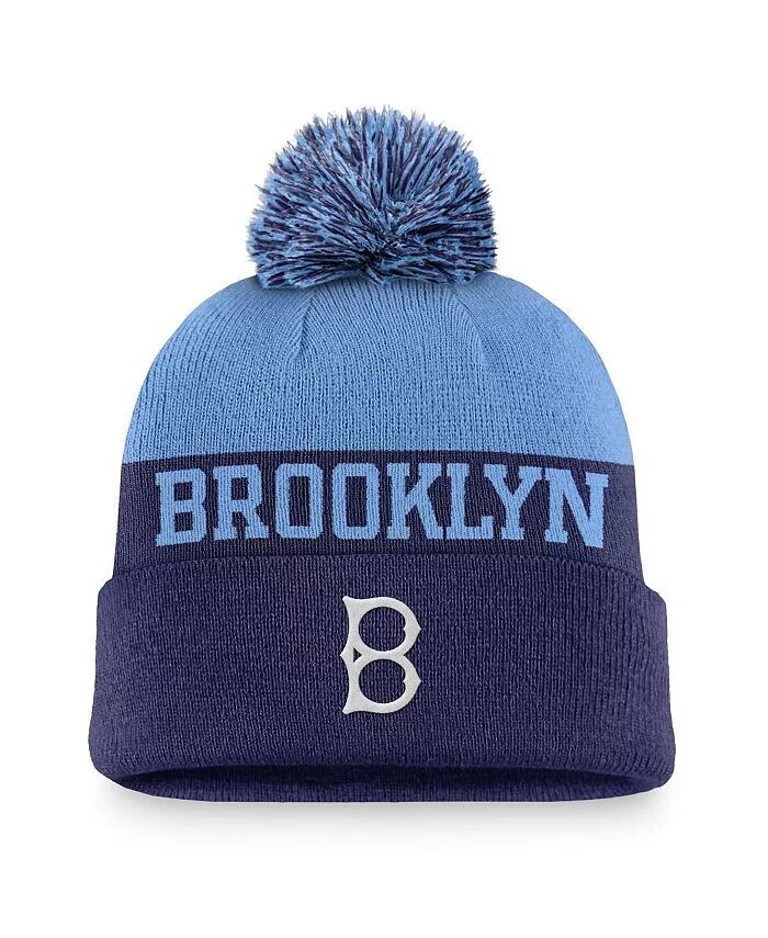 

Мужская вязаная шапка с манжетами и помпоном Royal Brooklyn Dodgers Rewind Peak Nike, синий