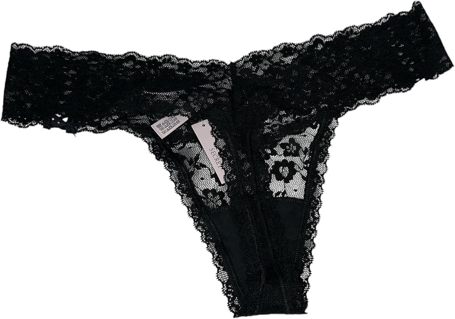 Victoria's Secret кружевное стринги с шнуровкой, цвет Black, новое — фото 2