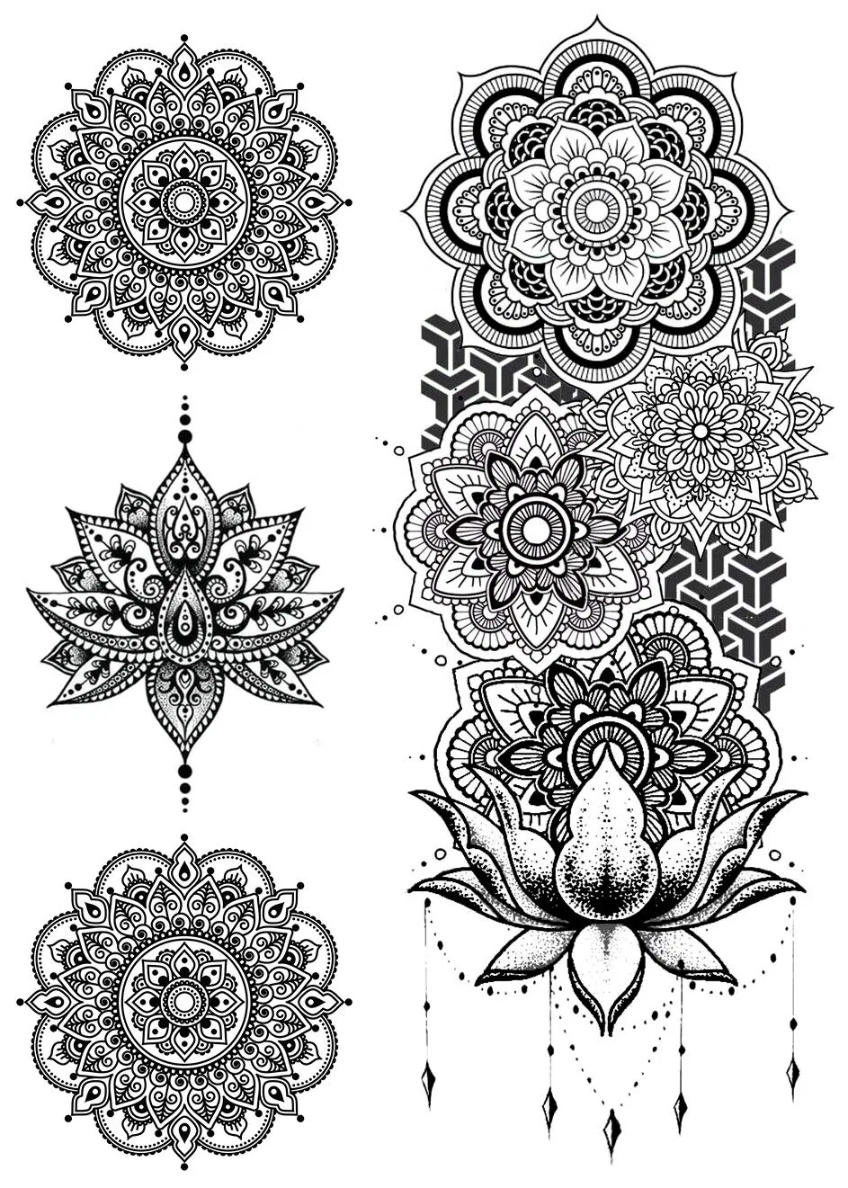 Набор переводных татуировок «Перо Мандала» Kira 6 Beyondtattoos — фото 4