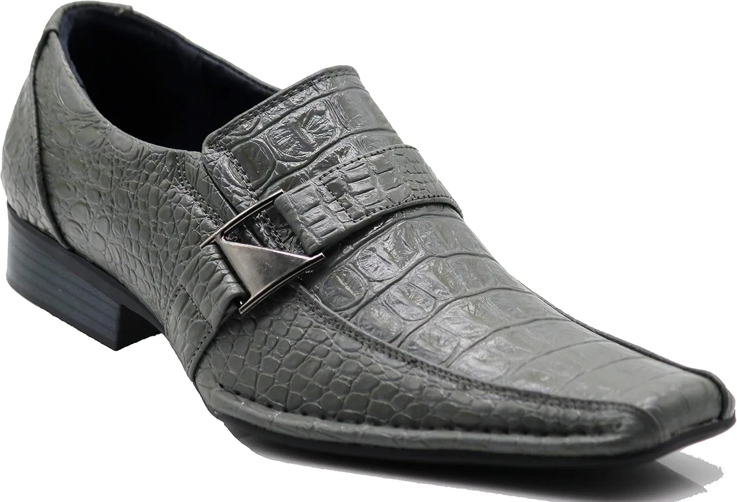 Кроссовки Enzo Romeo Santcro Herren-Slipper mit Krokodil-Druck, elastisch, zum Reinschlüpfen mit Schnalle, modische Schuhe, läuft halbe Größe groß, Grau