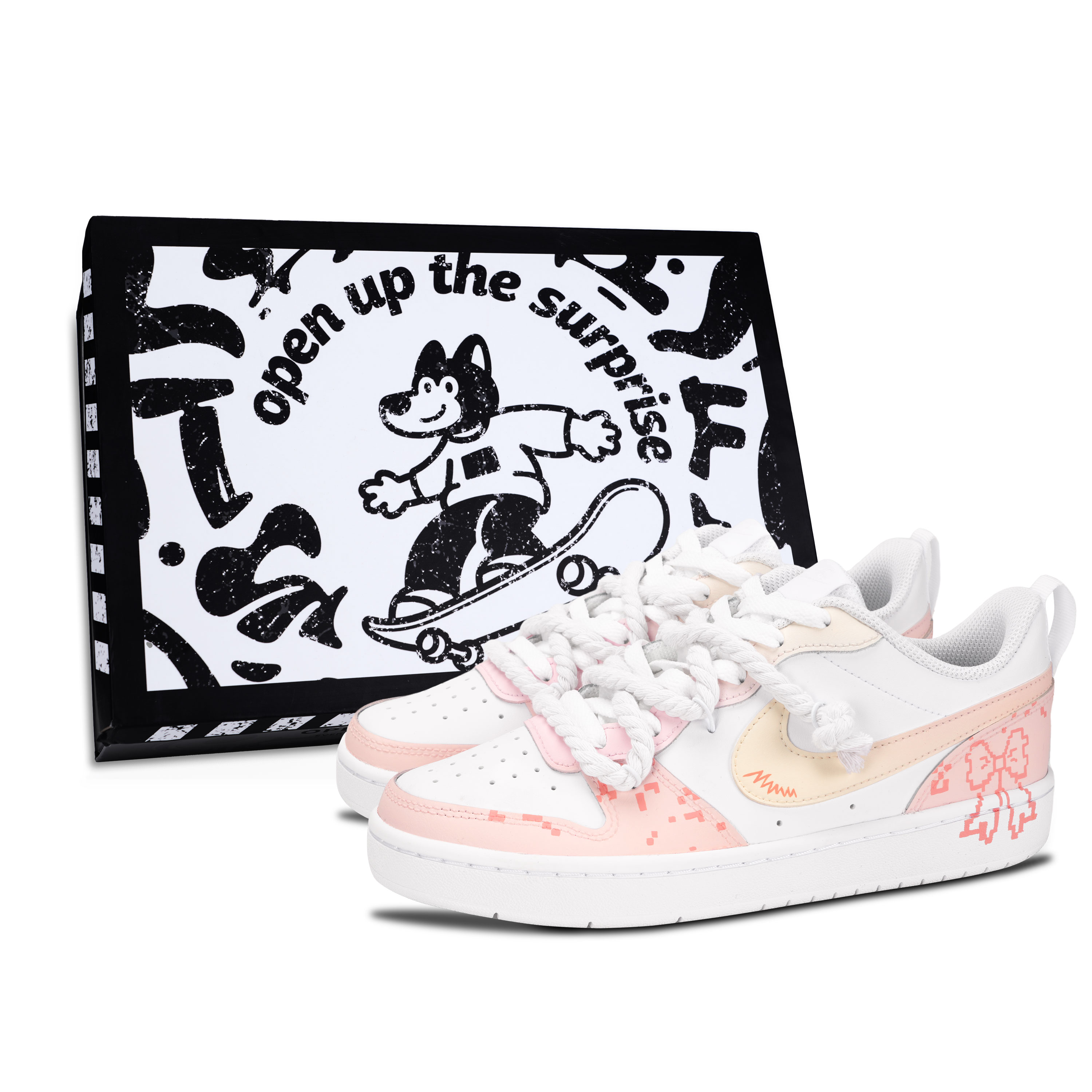 

Кроссовки Court Borough Pixel Butterfly с противоскользящим покрытием, износостойкие, низкие, для детей и подростков Nike, розовый